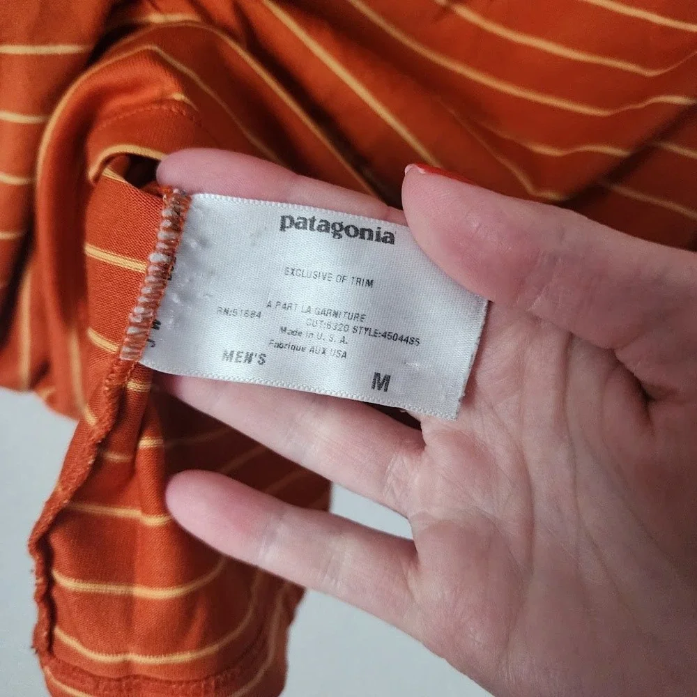 PATAGONIA Capilene Retro base layer capilene shirt orange stripe ringer size M